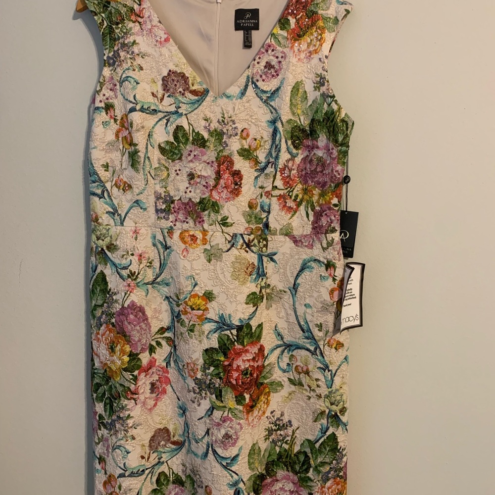 NWT Adrianna Papell floral, beaded, cocktail dress